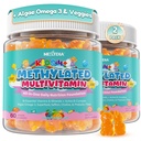 Kids Methylated Multivitamin Gummies + Omega 3 DHA, Super Greens, Prebiotic, Kids 4+ Daily Vitamins w/ Methylfolate, Methyl B12, B6, A, C, D3K2, Zinc for Children Growth, Immunity, Sugar Free, 120 Cts