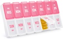 Wöchentliche Pille Organizer 2 Mal am Tag, stilvolle Pille Box 7 Tag AM PM mit großen Komponenten, Pille Case einfach zu bedienen, BPA-freie Pille Behälter für Vitamine, Fischöle, Nahrungsergänzungsmittel, Medikamente, Rosa