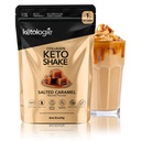 Keto Collagen Shake - with Coconut Oil, Prebiotics, Grass Fed Hydrolyzed Collagen Peptides Type I & III, Low Carb, Gluten Free - Salted Caramel
