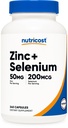 Nutricost Zinc (50mg) with Selenium (200mcg) 240 Capsules - Vegan, Gluten-Free, GMO-Free