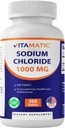 Vitamatic Sodium Chloride 1000mg – 365 Tabletten Elektrolyt Replenisher & Hydration Support – Non-GMO, Glutenfrei
