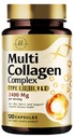 Multi Collagen Peptide 2400mg für Damen – Bester hydrolysierter Kollagenkomplex mit 5 Arten (I, II, III, V, X) - Gras Fed - Haar, Haut, Nagel, Knochen & Gelenkunterstützung für Beauty & Wellness – 120 Kapseln