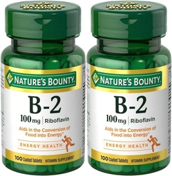 Nature's Bounty, Vitamin B-2, 100 mg, 100 Tabletten - Paket von 2