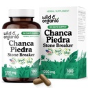 Wild & Organic Chanca Piedra Stone Breaker Capsules 1200 mg - Natural Kidney Herbal Supplements with Chanca Piedra Powder - Vegan, No Fillers, Non-GMO - 180 Count