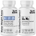 Wassergewicht Away & Gas und Bloating – Diuretic & Charcoal Pillen für Bloating Relief – Unterstützung für Wasserretention, geschwollene Beine & Digestive Bloating – Pfefferminz & Kokosöl – 90 Pillen