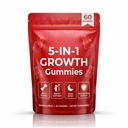 5-in-1 Growth Gummies, Supports Natural Height & Bone Development with Essential Amino Acids & D3, K2, Delicious Strawberry Flavor, 60-Count