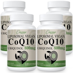 Liposomal CoQ10 800mg Ubiquinol Softgel, Max Absorption Ubiquinol Coenzym Q10, Ubiquinol CoQ10 Ergänzung für Antioxidans, Herzfunktion & Energieproduktion, Pure CoQ10 800mg, 240 Vegan Softgels
