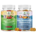 Bundle of Kids Multivitamin Gummies for Immunity with Vitamins A C D3 E B and Kids Immunity Gummies - Delicious Vitamin C with Zinc and Echinacea Immune Booster - Vegan Gluten Free and Gelatin Free