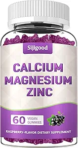 2 Pack Calcium Magnesium Zink-Gummien mit Vitamin C D3 K2, Calcium-Gummien für Knochen, Muskel, Kalm & Zzz-Unterstützung, hohe Absorptionsformel mit Magnesium Zink Kalium, Elderberry Flavored 120 Cts