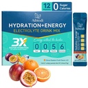 Electrolytes Powder Packets - Sugar Free & Zero Calorie Liquid Daily IV Drink Mix - Instant Hydration & Energy Supplement with 6 Electrolytes and 5 Vitamins, Keto Friendly & Vegan - 12 Sticks