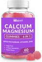 Zuckerfreie Kalzium-Gummi-Ergänzung 600mg, Calcium Magnesium Zink-Gummi mit Vitamin D3 K2, Kalium, hohe Absorption CA-Gummi für Knochen, Zähne & Muskel