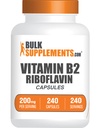 BulkSupplements.com Riboflavin Capsules - 200mg, 240 Count (Pack of 1)