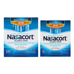 Nasacort 24HR Allergy Nasal Spray for Adults, Non-drowsy & Alcohol Free, 270 Spray Pack
