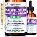 Magnesium Glycinate Liquid Drops for Women & Men, Triple Calm Magnesium Complex Supplement with L-Threonate, Malate, L-Theanine for Kids Adults Calm, Sleep & Mood, Sugar-Free, Natural Flavor, 2 fl oz