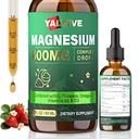 Magnesium Glycinate Liquid Drops | Magnesium Complex with L-Theanine, Omega-3, Vitamin B6, D3 & Lemon Balm | Natural Calm, Better Sleep, Brain, Nerve & Bone Health | 2 Fl Oz Strawberry Flavor