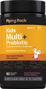 Piping Rock Kids Multivitamin + Probiotic | 90 Chewable Tablets | Fruit Punch Flavor | with 23 Essential Vitamins & Minerals | Vegetarian, Non-GMO and Gluten Free