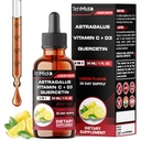 6-in-1 Astragalus Root Tincture - Herbal Extract Supplements with Quercetin, Rhodiola Rosea, Vitamin D3, Vitamin C, and Zinc - Vegan, Non-GMO - 30ml 1 Fl Oz