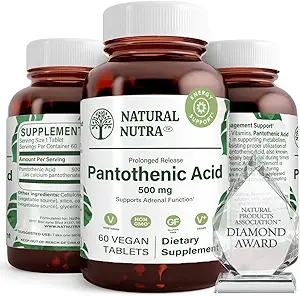 Natürliche Nutra Time Release Pantothensäure 500 mg, Vitamin B5 Supplement hilft Fett und Kohlenhydrate, Stoffwechsel und Energie, Verbesserung der Muskelgesundheit, 60 vegetarische Tabletten (2 Pack)