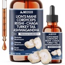 Mecisco 11in1 Mushroom Supplement Liquid Drops with Ashwagandha Lions Mane Turkey Tail Cordyceps Reishi Chaga Shitake Maitake Agaricus Oyster Mushrooms and Enoki Mushrooms - 1 FL Oz - 60 Day Supply