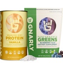 Gnarly Nutrition Performance Greens Blueberry Açai, (11.64 oz) and Gnarly Whey Grass-Fed Protein Supplement, Vanilla (32.0oz)