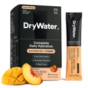 DryWater® Electrolyte + Vitamin Hydration Powder Packets – Peach Mango, 1,000mg Potassium, Real Organic Fruit, NSF Certified for Sport, Nothing Artificial, No Added Sugar (12 Stick Packs)