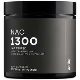 Toniiq 1300mg NAC - 2 Monate Versorgung - Min. 98%+ Tested Purity - Ultra High Strength Bioavailable NAC Cystein Supplement - 120 Vegetarisch N Acetyl Cystein Kapseln -Lab Tested TQ