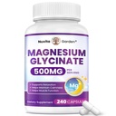 Magnesium Glycinate 500mg Per Capsule – 240 Veggie Capsules – High Absorption Magnesium Supplement for Relaxation, Sleep & Muscle Support – Gentle on Stomach – 240 Day Supply