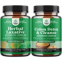 Bundle of Herbal Laxative Capsules with Probiotics and Colon Cleanser & Detox - Natural Colon Detox Digestive Support System - Lactobacillus Acidophilus Probiotic Supplement Body Cleanse