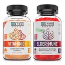 ZHOU Immune Support Bundle - Elder-Mune Elderberry & Vitamin C Gummies for Adults & Kids, Daily Natural Immune Support Supplements for Women & Men - 60 Elderberry & 60 Vitamin C Gummies