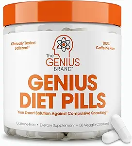 Die Genius-Marke - Genius Diätpillen für Weight Loss Support, 50 Veggie Capsules - Smart Appetite Suppressant für Damen und Herren - Natürliche 5-HTP & Saffron Supplement - Cortisol & Schilddrüsenunterstützung