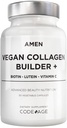 Amen Plant-Based Vegan Collagen Builder Supplement - Organic Whole Foods, Lutein, Vitamin C, Biotin, Lysine, Proline Collagen Boosters - Organic Cranberry, Lemon, Erdbeere - Einmal einen Tag - 30 Kapseln