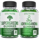 Supergreens & Ashwagandha Gummies - Ashwagandha fördert Beruhigung & stärkt das Immunsystem - Delicious Supergreens With Spinach, Broccoli, Beetroot & Green Tea for Immune Support - 60 Gummies