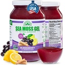 Wildcrafted Irish Sea Moss Gel | Made in USA | Rich in Vitamine & Minerals | Sea Moss Gel Raw | Nutritional Supplement | Elderberry (16 oz)