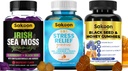 Sakoon nutrition 3-in-1 Superfood Gummies Bundle - Stress Relief, Irish Sea Moss & Black Seed Oil - Immune Support, Joint & Digestive Health, Deep Sleep & Relaxation - 60ct Each