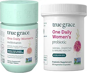 True Grace One Daily Women’s Multivitamin (30 Vegan Tablets) & One Daily Women’s Probiotic (30 Vegetarische Kapseln) - Glutenfrei, Soy Free, Organic - 30-Day Angebot jeder