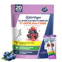 Electrolyte Drink Mix Packets for Hydration & Performance, AirVigor Sugar Free Daily Hydration with Creatine & Amino Support, Low Calorie Electrolyte Powder for Workout, Training & Recovery, 20 Sticks