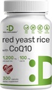 Deal Supplement Red Yeast Rice 1.200mg Pro Servieren mit CoQ10, 300 Kapseln – Antioxidant-Unterstützung – Pure Monascus Purpureus Powder Source – Citrin Free, Non-GMO