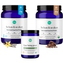Ora Organic Vegan Protein Powder Chocolate, Vanila & Greens Powder Bundle: 22g Pflanzenbasis, Schokolade, 20 Portionen + 21g Pflanzenbasis, Vanille, 20 Portionen + Bio Super Greens Getränk, 30 Portionen
