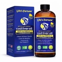 Life's Fortune Cod Liver Oil Liquid Lemon Flavor Organic Supplement with DHA, EPA 1000 mg High Potency Omega-3s + Vitamin A, E & D3 - Supports Immune, Joints, Eyes, 16 Fl Oz (Pack of 1)