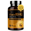 NATURE TARGET Vitamin D3 K2 5-in-1 Complex with Vitamin A, Supports Bone, Teeth, Vision & Immune Health, High-Potency 5000 IU D3, 100 mcg K2 MK-7, Easy to Swallow D3K2, 120 Capsules