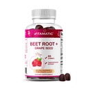 Vitamatic Beet Root Gummies 400mg with B6 (2mg), B12, Grape Seed, Pomegranate & Nicotinamide – Plant-Based Extract – Vegan, Non-GMO – Botanical Supplement Gummies – 60 Count - 2 Pack (120 Count)