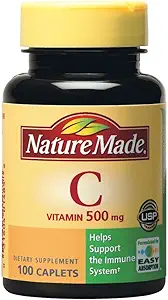Nature Made Vitamin C 500 mg Caplets, für Immununterstützung, Glutenfrei 100 Count (Pack mit 3)