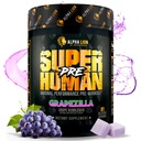 ALPHA LION Superhuman Pre Workout Powder, Beta Alanine, L-Taurine & Tri-Source Koffein für nachhaltige Energie & Fokus, Nitric Oxide & Citrulline für Pumpe (21 Servierungen, Grapezilla)