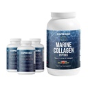 CORREXIKO Marine Collagen Supplement Pillen & Pulver Bundle 3 Monate Versorgung - Inklusive 10.000mg Doppelhydrolysiertes Kollagenpulver 1kg & 1800mg Collagen Peptide 360 Kapseln - für Haar, Haut und Nägel