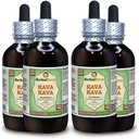 Kava Kava (Piper Methysticum) Glycerit, Getrockneter Wurzelalkoholfreier Flüssigextrakt (Markenname: HerbalTerra, Proudly Made in USA) 4x4 fl.oz (4x120 ml)