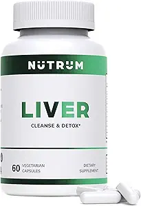 Liver Cleanse and Detox Health Support Supplement von Nutrum, Vegan Liver Formula, Natürliche Kräuter-Leuchtmittel-Erneuerung mit Vitamin C, Milchdistel, Unterstützung für Bad Breath, Akne, Low Energy, 60 Kapseln