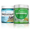 IMPACT Supergreens & Youth Athletic Gummies Bundle – Daily Multivitamin & Superfood Support for Kids & Adults – Fiber, Essential Nutrients, Omega-3, Zinc, & Immunity Boost – Vegan & Gelatin-Free (60)