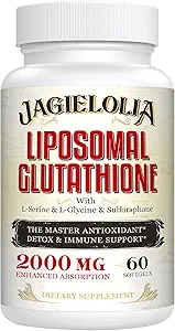 Liposomale Glutathione 2000 mg mit L-Serin, L-Glycin & Sulforaphane – Aktive L-Glutathione Einzigartige Formulierung zur Steigerung der Absorption - Master Antioxidans, Detoxifying & Immune | 180 Softgels