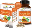 Papaya Blatt Extrakt Kapsel und Papaya Blatt Tee Bundle - Vollständige Unterstützung Immun Gesundheit und Verdauung Wellness
