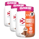 Dymatize x Dunkin' Mocha Latte ISO100 Whey Protein Powder, 95mg Caffeine, 25g of Protein, 20 Servings, 5.5g BCAAs, 120 Cal., Gluten Free, 1g Fat, 1g Sugar, 3g Carb (Pack of 3)